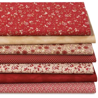 Patchwork- und Quiltpaket "Landhaus", burgunderrot/creme