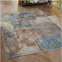 LUXOR living Teppich Toronto, rechteckig, Höhe: 12 mm, Kurzflor, modernes Patchwork-Design, Hoch-Tief Struktur, Wohnzimmer