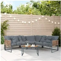 casa.pro Loungeset, (Set, 4-tlg), »Karg« Sofa mit Couchtisch Kissen Dunkelgrau/Rattanoptik