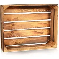 CHICCIE Holzkiste Regale Geflammt 50x40x15cm - Kisten Weinkisten (1 St)