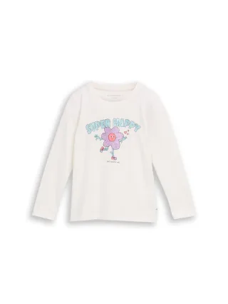 tom tailor kids - Langarmshirt mit Glitzer-Print whisper white - Gr. - 134