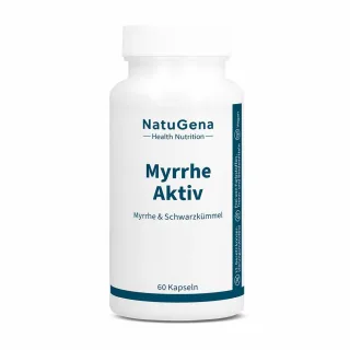 NatuGena MyrrheAktiv | 60 Kapseln | Myrrhe- und Schwarzkümmel-Extrakt ergänzt mit Boswellia und Kamillenblüten | vegan