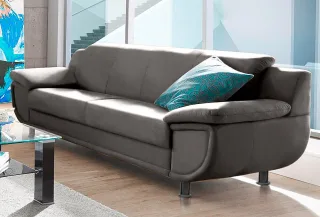 TRENDMANUFAKTUR 3-Sitzer "Rondo, Breite 207 cm, breite Armlehnen, Füße schwarz" Big-Sofa wahlweise mit Federkern, in verschiedenen Bezügen bestellbar