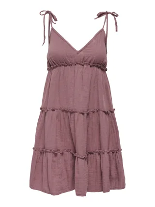 ONLY - ONLTHYRA STRAP SHORT DRESS CS WVN Rose Brown - Gr. - M