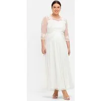 Sheego Etuikleid Abendkleid 3/4-Arm mit weit ausgestelltem Rockteil