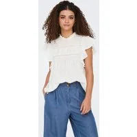 ONLY Rüschentop ONLKATTI S/S DOBBY TOP WVN NOOS Baumwolle, regular fit