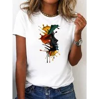 RMK T-Shirt Damen Shirt Rundhals Basic "Farbspritzer" aus Baumwolle