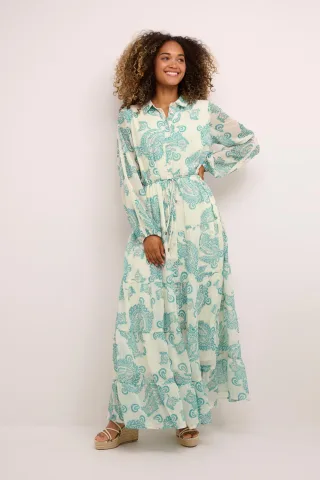 Kleid A-shape white green