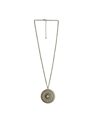 Steuer Modeschmuck Anhänger mit Kette mit Mandala-Anhänger goldfarben mittig Glasstein