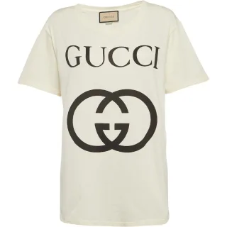 Gucci Interlocking GG Logo Slim Fit Weisses T-Shirt