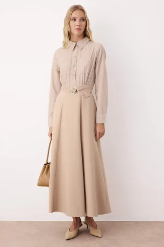 Gestreift Maxi Langes Lässiges Skaterkleid für Damen