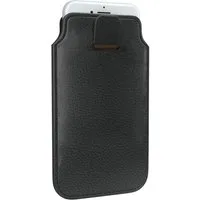 EAZY CASE Handyhülle Universal Pull-Out Case M max. 6,8-13,8 cm, Tasche Pull Out Case Kartenfach Etui Vintage Look Klapptasche Schwarz