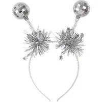 Widmann S.r.l. Kostüm Haarreif mit Discokugeln, Silber Glitzer