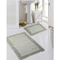 Carpetia Teppich Badematten Set 2-teilig Steinoptik rutschfest waschbar - grau, Rechteckig, Höhe: 7.5 mm