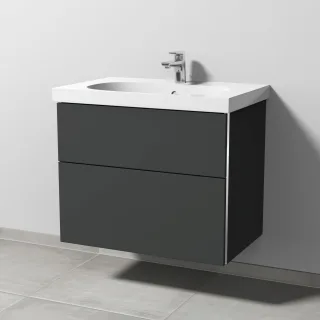 Sanipa 3way Waschtischunterbau zu Geberit Acanto Waschtisch mit 2 Auszügen, Graphit-Matt BP4171B