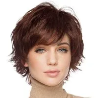 LuxusKollektion Echthaarperücke Perücke Menschenhaar Pixie Cut Damen Pony Braunrot
