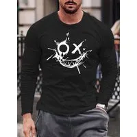 RMK Rundhalsshirt Longsleeve Herren Langarmshirt Rundhals Basic Smile Smiley