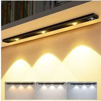 Rosnek LED Lichtleiste Wiederaufladbar, 3 Lichtfarben, dimmbar, für Schrank Garderobe Treppe, 3000K Warmweiß, 4500K Naturweiß, 6500K Kaltweiß, Küche Schlafzimmer Deko