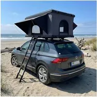 TZIpower Dachzelt Autodachzelt Auto Dach Zelt Vordach Schwarz/Grau Hardcase Aluminium, Personen: 2 (1 tlg)
