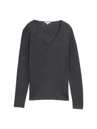 Tom Tailor - Strickpullover mit V-Ausschnitt evident anthracite melange - Gr. - XXL