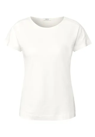 CECIL - Shirt mit Burn-Out-Details weiß - Gr. - L