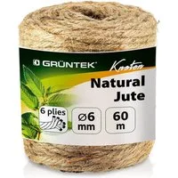 GRÜNTEK Seil Garten Juteschnur 6mm Dicke, mit 60m, 100% Jutegarn Naturfarbe (1-tlg), (0,20€/Meter)