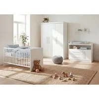 roba® Babyzimmer-Komplettset Maren, Gitterbett, Wickelkommode & 3-türiger Schrank, umbaubar