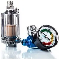 BENBOW Wasser-Druckminderer BENBOW Luftdruckregler mit Manometer und Öl-Wasser-Abscheider Filter
