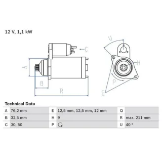 Bosch Anlasser 1,1 kW Audi A3 Ford Galaxy Seat Leon Skoda Octavia VW