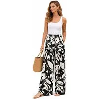 SUBLEVEL Chinos Damen Luftige Sommerhose Freizeit Weit geschnitten Stoff Palazzo-Hose