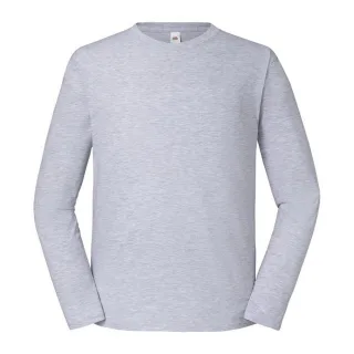 Fruit of the Loom Mens Iconic 195 Premium Ringspun Cotton Long-Sleeved T-Shirt (Heather Grey)