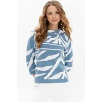 Passioni Strickpullover mit abstraktem Zebramuster