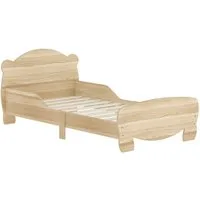 AIYAPLAY Kinderbett mit Bären-Design, Schutzgitter (Jugendbett, 1-tlg., Spielbett für 3-6Jahre Kinder), für Kinderzimmer 143,5 x 80 x 55 cm Naturholz