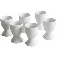 Provance Eierbecher 6er Set Eierbecher aus Porzellan in weiß im schlichten Design