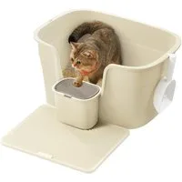 FEANDREA Katzentoilette Katzenklo extragroße, für große Katzen, mit hohen Seitenwänden, Schaufel