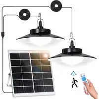 MUPOO LED Solarleuchte Solar Pendelleuchten mit Bewegungssensor Außen,mit 1/2/3/4 Lampen, mit Upgrade 5 Beleuchtungsmodi Fernbedienung, Extra Helligkeit Lange Laufzeit B35xL25/35/45/55cm Solarpanel