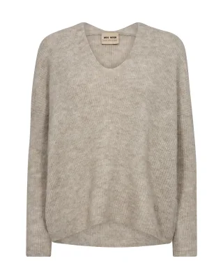 MOS MOSH - MMThora V-Neck Knit feather gray - Gr. - L