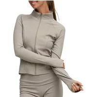 cfab (creamy fabrics) Sweatjacke Cotton Body Fitted Zipper Jacke-Ash Grey-L (1-tlg)