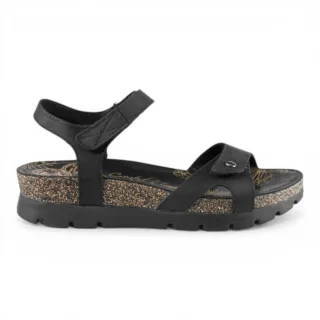Panama Jack Damen-Keil-Schwarze Leder-Plattformsandalen – Sulia B2