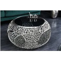 riess-ambiente Couchtisch SPIN Ø75cm silber / schwarz (Einzelartikel, 1-St), Wohnzimmer · Glas · Metall · rund · mit Stauraum · handmade · Design