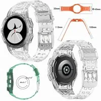Wigento Smartwatch-Armband Für Samsung Galaxy Watch 4 44mm Kunststoff / Silikon Armband mit Gehäuse-Schutz Watch Uhr Transparent Ersatz Arm Band