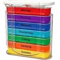 IEA Medical Pillendose Medikamentenbox 7 Tage mit 4 Fächern pro Tag (1 St), Farbcodierte Wochentage, reisefreundliche Pillenbox, sicher verstaut