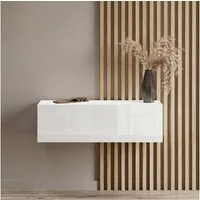 Planetmöbel Garderobenschrank Flur Möbel Garderobe 100 cm (ohne Spiegel) (Kompaktgarderobe mit Klappe als Stauraum, Hängeschrank 100 cm weiß) Wandgarderobe (ohne Spiegel)