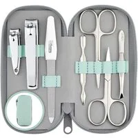 marQus Maniküre-Pediküre-Set Maniküre Set Solingen - Vergleichssieger mit Top Preis/Leistung, Echt Leder Etui handlich und weich, 7teiliges Nagelset aus glanzvernickeltem poliertem Stahl