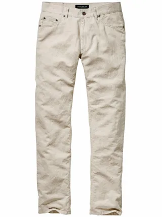 Mey & Edlich Herren Leinen-Five-Pocket Beige 55 % Leinen, 45 % Baumwolle