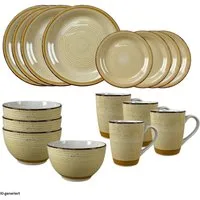 NTK-Collection Frühstücks-Geschirrset Geschirrset 16-teilig beige Antonia (16-tlg), 4 Personen, Keramik, Tafelservice Frühstücksset