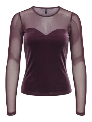ONLY - ONLSMOOTH L/S MESH MIX TOP BOX JRS Winetasting - Gr. - S