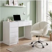 Bellamio Schreibtisch Livny mit 5 Schubladen, beidseitig montierbar (Push-to-Open, mit Wolkenstuhl), 80x53x110 cm