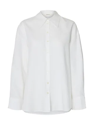 selected women - SLWCLEO OVERSIZE LINEN BLEND SHIRT NOOS Bright White - Gr. - 40