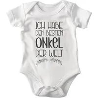 22Feels Kurzarmbody Bio Unisex Babybody Onkel Weiss Strampler Babyparty Geschenk Kurzarm BIO-Baumwolle - In Deutschland Bedruckt - Niedlicher Print